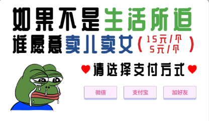 青蛙都被迫卖娃支付单页源码分享-酷玩网络